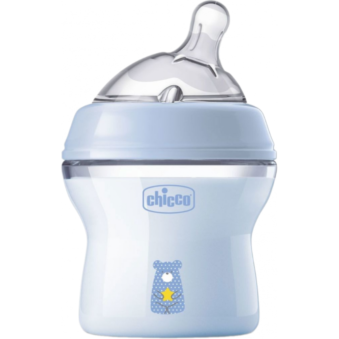 Бутылочка пластиковая CHICCO NATURAL FEELING 150 мл, 0м+ голубая 00081311200000