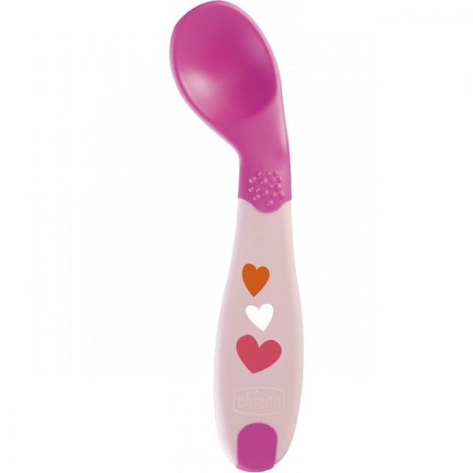 Ложка CHICCO BABYS FIRST SPOON, 8+, цвет розовый, рисунок сердечки 340728293