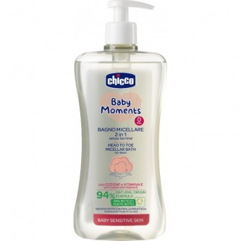 Мицеллярная пена для ванн 2 в 1 CHICCO BABY MOMENTS 0+, 500 мл