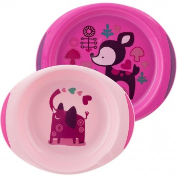 Набор тарелок CHICCO, 12м+, 2 шт., розовый Набор тарелок CHICCO, 12м+, 2 шт., розовый