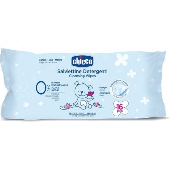 Очищающие салфетки CHICCO, 16 шт, Голубой Очищающие салфетки CHICCO, 16 шт, Голубой