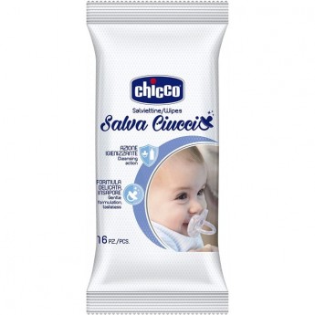 Очищающие салфетки CHICCO для сосок и пустышек (16 шт) Очищающие салфетки CHICCO для сосок и пустышек (16 шт)