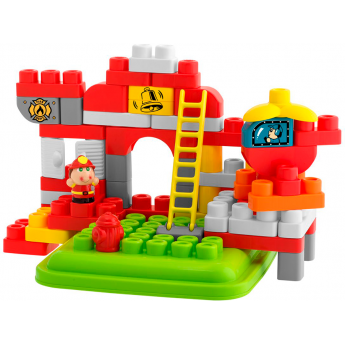 Строительные блоки CHICCO 3-в-1 «Пожарная станция» (70 шт), Красный