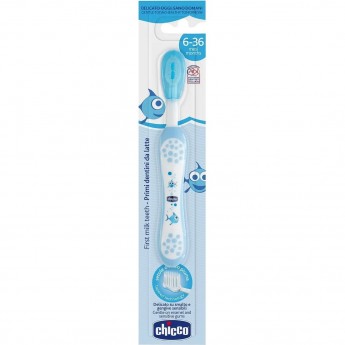 Зубная щетка CHICCO голубая, 6-36м Зубная щетка CHICCO голубая, 6-36м