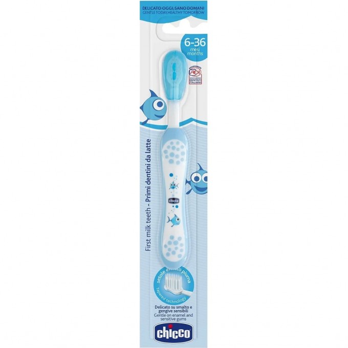 Зубная щетка CHICCO голубая, 6-36м 6958200000